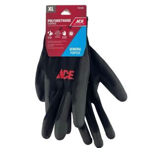 ACE Polyurethane Coated Work Gloves XL Black General Purpose Grip Gloves